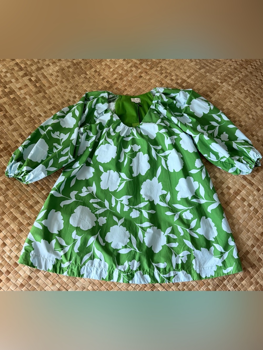 Kate Spade x Target Green Floral Puff Sleeve Mini Dress – Size L – NWT